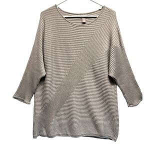 Chico's Size 3 XL Women Ribbed Boat Neck Sweater Capsule Wardrobe Old Money